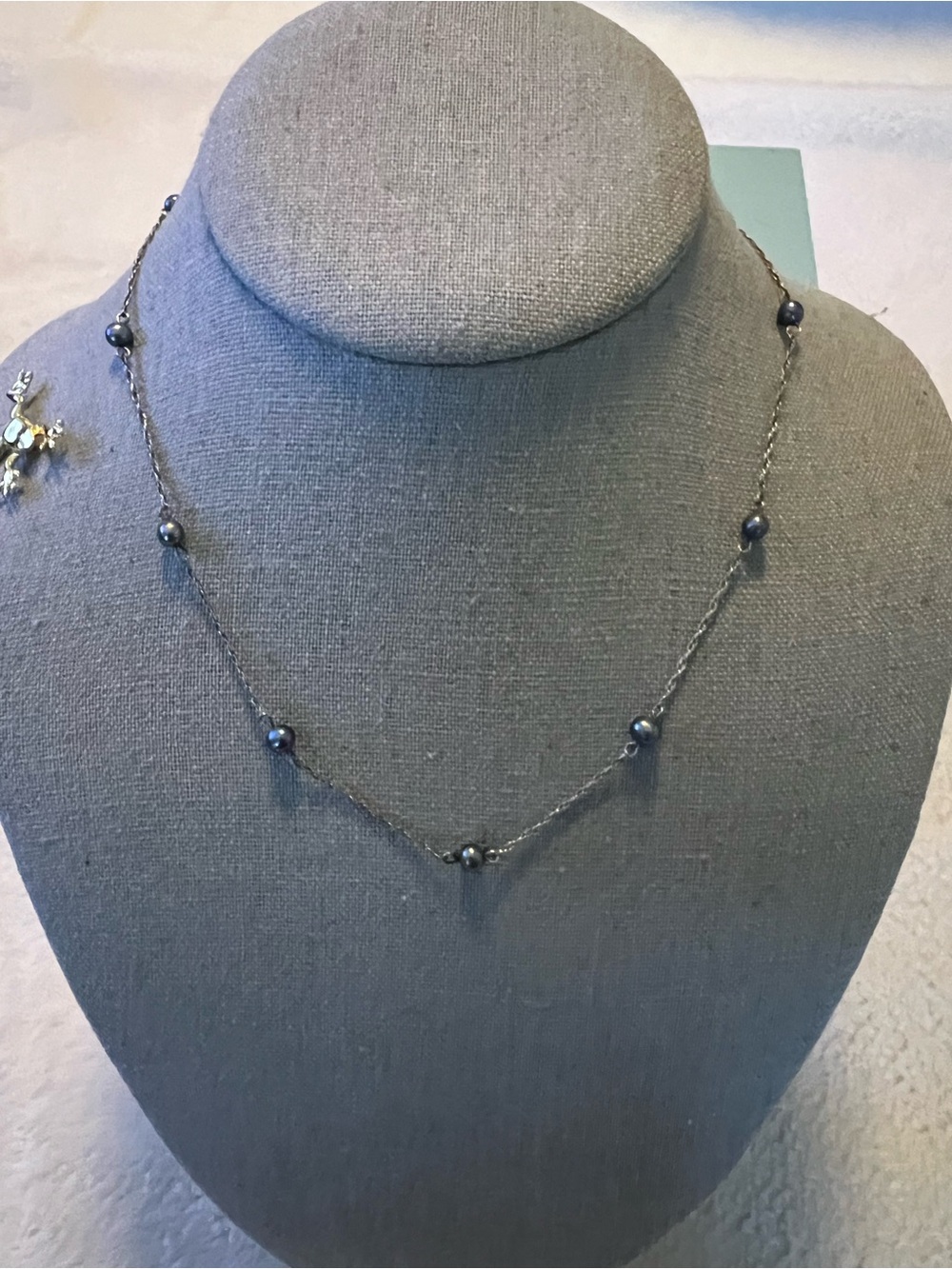 Black Tahitian Pearl Station .925 Sterling Necklace - Women Jewelry